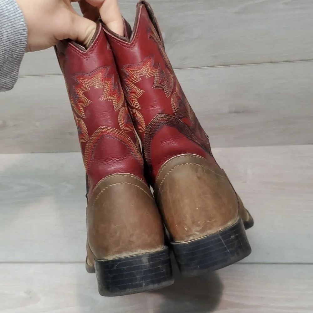 Justin Kids Girls Outdoor Western Cowboy Leather boots shoes sz 10